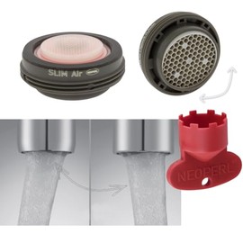 Neoperl Perlator Slim Air Directional Faucet Aerator Hidden Angled Aerated Stream SSR Low Flow Rates for Kitchen Bathroom with Install Key (Regular 15/16", Pink 1.2 gpm)