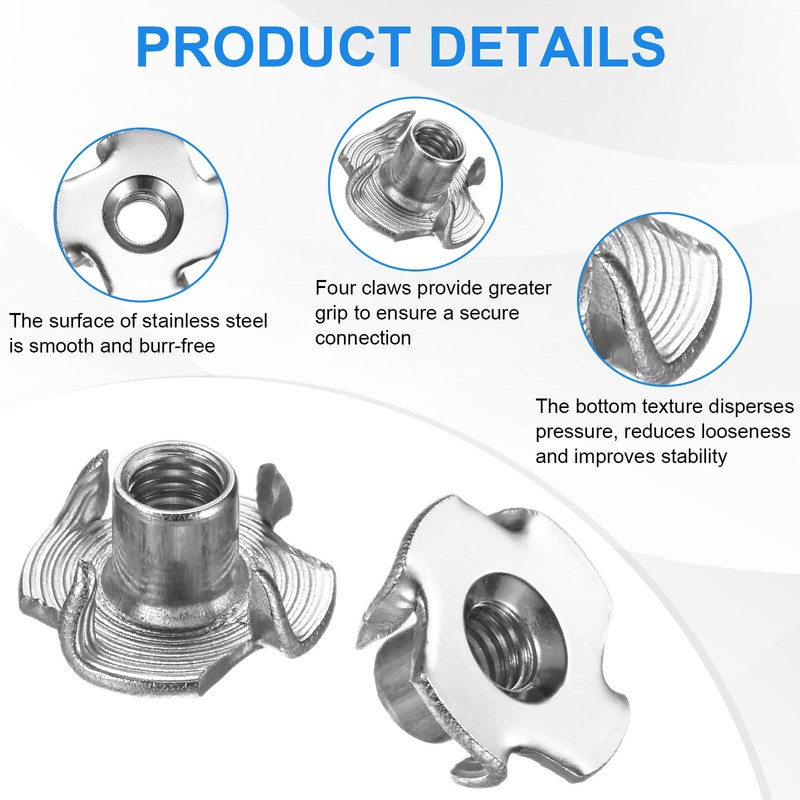 M METERXITY 10 Pack M6x8.7mm Tee Nuts, Stainless Steel 4