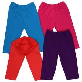 ToBeInStyle paquete de 4 pantalones capri casuales de color liso para niña, ajuste relajado, 4-pack: Vibrant, 0-3 Meses