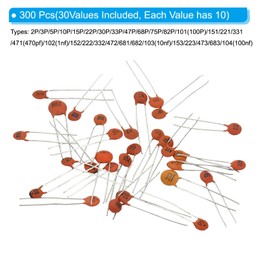 PATIKIL Ceramic Capacitor Assorted Kit, 300pcs 2pf to 0.1nf104 30 Values 50V Assortment in a Storage Bag Repair Replacement for Industrial Electrical
