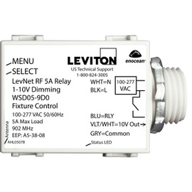 Leviton WSD05-9D0 LevNet RF 902MHz 1-10V Wireless 5A Relay Dimming Fixture Controller in 100-277V