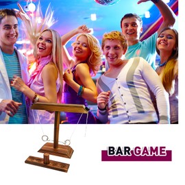 Ring Toss Game for Kids and Adults - Wooden Hook and Ring Toss Game for Adults - Fun Bar Top Game for Parties and Family Gatherings Christmas Game - 9.8in