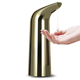 YaSao 400mL Automatic Soap Dispenser Infrared Hand-Free Touchless Soap Dispenser Dish Liquid Lotion Gel Shampoo Chamber Auto Hand Soap Dispenser for Bathroom Kitchen, Gold