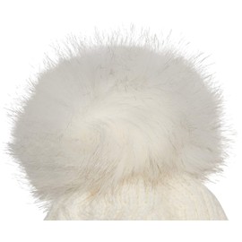 styleBreaker Ladies Knitted Pom Pom Hat with Ribbed Pattern and Fleece Lining, Winter Fur Pom Pom Hat 04024167 - Beanie cream / white