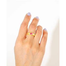 YoTreasure Lab Created Ruby Band Ring 14k Gold Plated Over 925 Silver Jewelry