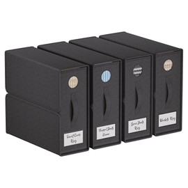 TRZZ Sheet Organizers and Storage, 4-Pack, Queen/King Size (Black), Foldable Sheet Set Organizer, Fabric Storage Bins for Bed Sheets, 15" L×13" W×5" H