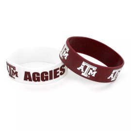 Aminco Texas A&M Aggies Wide Rubber Wristband - 2 Pack