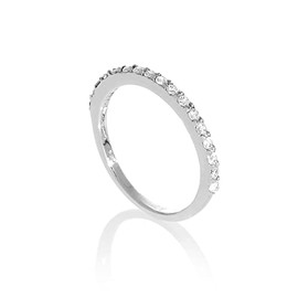 Sterling Silver & Clear CZ Crystal Half Eternity Ring Size - K (Available H - W)