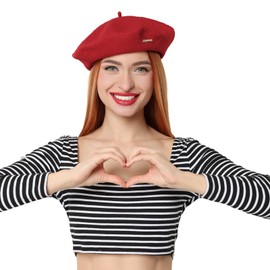 Gajaous Classic Wool Berets for Women,Stylish French Beret Hats for Women Girls Lady Painters Hat Red