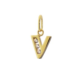 NKlaus Letter V 8 Carat 333 Yellow Gold Pendant Small 8 mm Alphabet Zirconia 9234, Precious metal, Zircon gemstone.