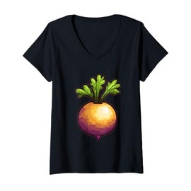 Womens Rutabaga 16 Bit Pixel Art V-Neck T-Shirt