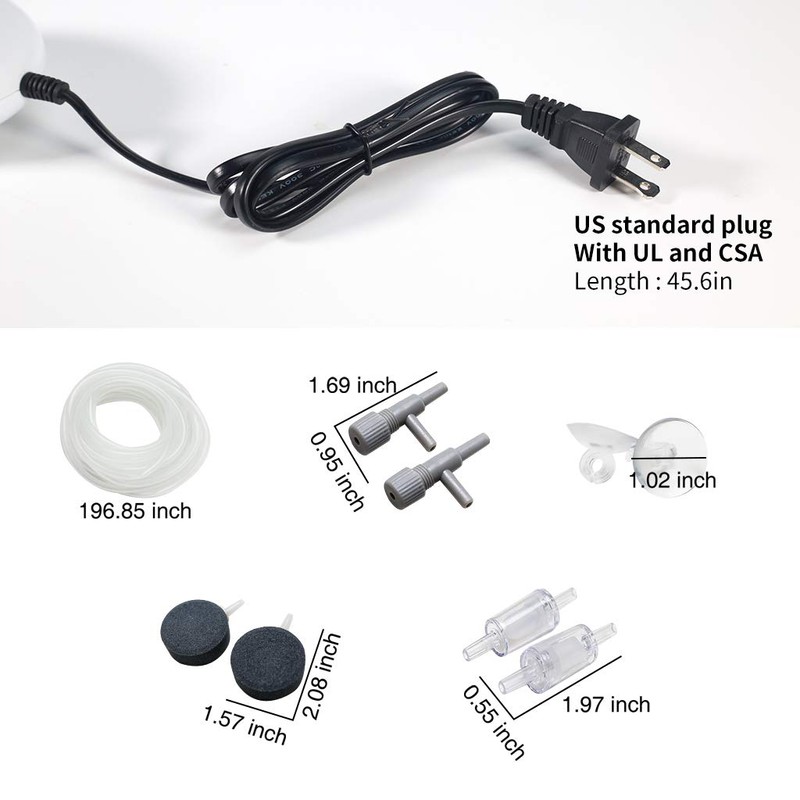 Boxtech Aquarium Air Pump,Oxygen Fish Air Pump with Adjustable Air