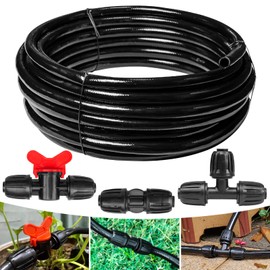Maotong 40 FT 1/2 inch Drip Irrigation irrigation kit Main Line Supply Hose Tube for Garden Irrigation System (Includes 1/2" Straight Connector, 3-Way Connector, Switch valve)