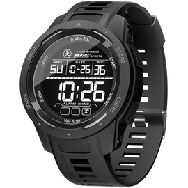 Military Watch Men's Digital Watch Men's Digital Watch for Sportr LED Tactical Watch Outdoor Sports Watch 5ATM Waterproof 12/24H Large Wristwatches Boys Alarm Clock Men Stopwatch, black, Strap.