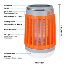 Fuzebug - Zapper recargable para insectos para exteriores e interiores, zumbido para mosquitos zumbido, luz de mosquitos sin cable, mini zapador de insectos, linterna solar para acampar, zumbador de