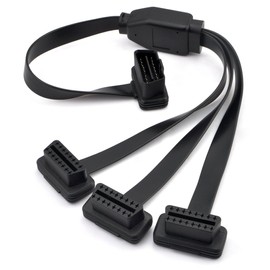 iKKEGOL OBD2 OBDII 1 to 3 Ultra Low Profile 16 Pin Male to Female Y Splitter Cord Diagnostic Extension Cable 50cm / 20"