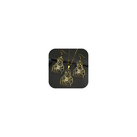 Virgin Mary Necklace and Earring Set for Women Men Dainty Gold Earrings Stainless Steel Virgen De Guadalupe Mother Mary Pendant Necklaces Christian Jewelry (Gold)