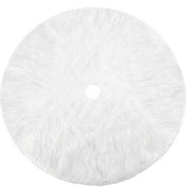 31 Inches Christmas Tree Skirt for Xmas Tree Holiday Party Decorations White Plush,Round Snow White Xmas Tree Mat Base Cover for Merry Christmas Party Holiday Home Decorations (White)