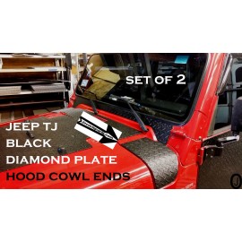 jocartsparts.com Fits Jeep Wrangler TJ black Aluminum DIAMOND PLATE 2 PC. HOOD COWL ENDS>> SET