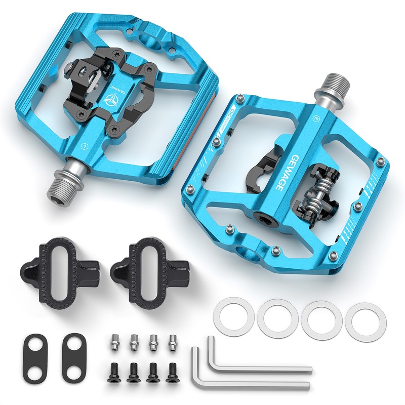 GEWAGE Bicycle Pedals, Flat Double Function and SPD Pedal with