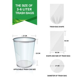 Small Trash Bags 1.2 Gallon, Biodegradable Gallon Waste Bag, Mini Compostable Strong Bathroom Wastebasket Can Liners Garbage Bags for Home Office Kitchen Fit 5 Liter 5L, 1 Gal, (120 Counts,White)