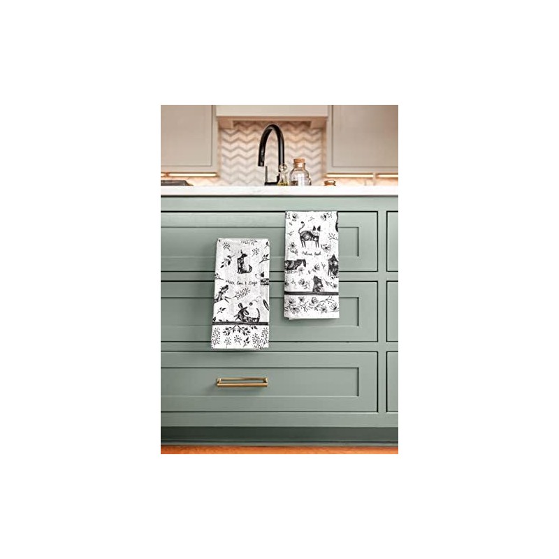 Karma Gifts Black and White Boho Tea Towels, 28" L