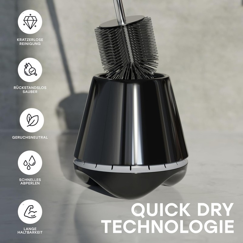 Cepillo para inodoro de silicona SAVEGA® L'original negro y gris