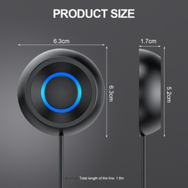BOBOPACK Round PC Power Button with Cable Length 1.8 m, External Remote Start Switch for the Power Switch of the Computer Motherboard, with LED Display, Suitable for Desktop Computers (Black)