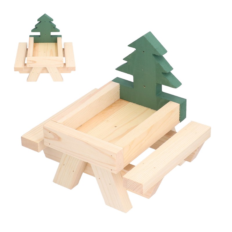 Squirrel Picnic Table Wooden Funny Squirrel Feeder with Corn Cob