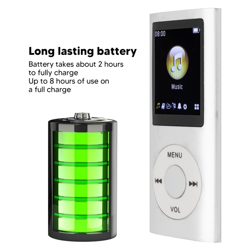 MP3 Player Stylish Multifunctional Lossless Sound Slim 1.8 Inch LCD
