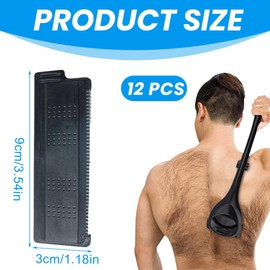 NHQZ Pack of 12 Replacement Blades Set, Back Razor, 9 x 3 cm Back Hair and Body Razor, Replacement Cartridges for Razor Blades, Compatible with Bakblade 2.0, 3.0 and 2.0 Elite Razor (B)