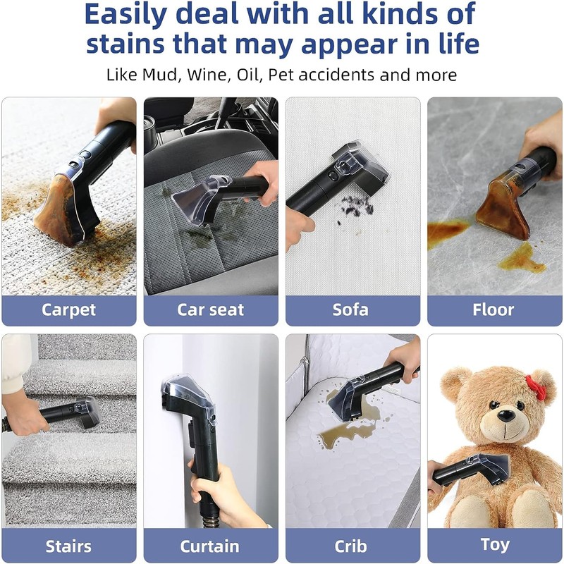 Carpet Cleaner Machine 10.5Kpa Strong Suction, 400W Powerful Motor, Portable