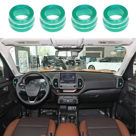 BORUIEN for Ford Bronco Sport 2021-2025 Air Conditioner Dash Vent Switch Knob Cover Decor Trim 4PCS Aluminum Alloy (Don't for Bronco) (Green)