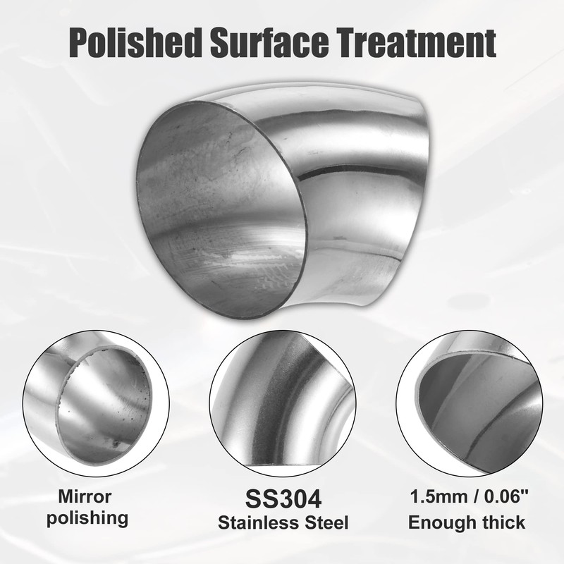 X AUTOHAUX 4 Pcs OD 3 Inch 45 Degree SS304