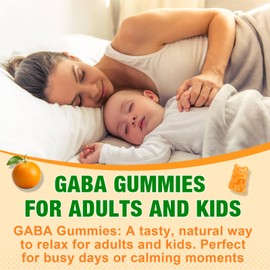 GABA Gummies for Adults, Relaxation, Zzz & Mood – Sugar-Free Calm Gummies with L-Theanine, 5-HTP, Vitamin D3 – Natural Zzz Support, GABA Supplements for Kids, Orange Flavor, 60 Count