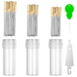 90 aghi per punto croce, misura 22, 24, 26, aghi da ricamo in acciaio inox, con 2 infila aghi, colore dorato, aghi da cucito a mano per cucito a mano fai da te