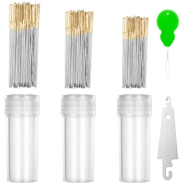 90 aghi per punto croce, misura 22, 24, 26, aghi da ricamo in acciaio inox, con 2 infila aghi, colore dorato, aghi da cucito a mano per cucito a mano fai da te