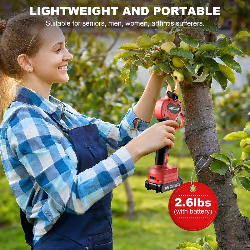 Takuoo Cordless Electric Pruning Shears, 1.6" Cutting Diameter Power Pruner,