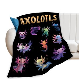 Axolotl Blanket, Axolot Throw Blanket, Axolotls Gifts, Salamander Blankets, Fleece Flannel Plush for Women Men Boys Girls Lovers Adults Soft Bedding for Sofa Bed Office Home Decor 40"X50"