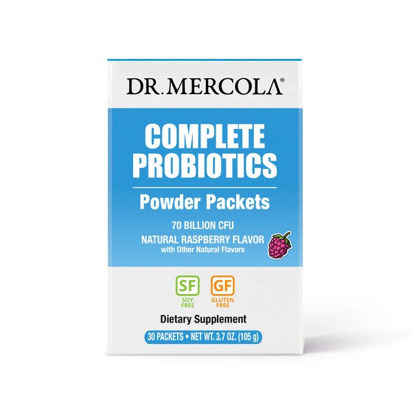 Dr. Mercola Complete Probiotics Powder Packets 30 Servings (30 Packets) (70 Billion CFU), Supports Immune Health, Supports Blood Pressure Already in Normal Range, non GMO, Soy Free, Gluten Free