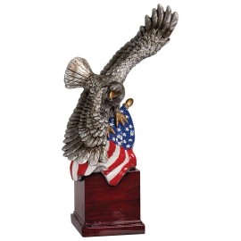 AMERICAN BALD EAGLE STATUE Patriotic American Flag FIGURINE EAGLE SCULPTURE