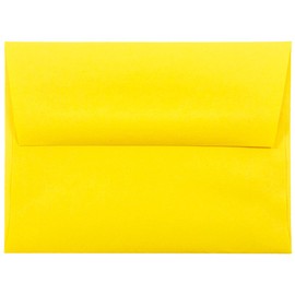 JAM PAPER A2 Colored Invitation Envelopes - 4 3/8 x 5 3/4 - Yellow Recycled - 50/Pack