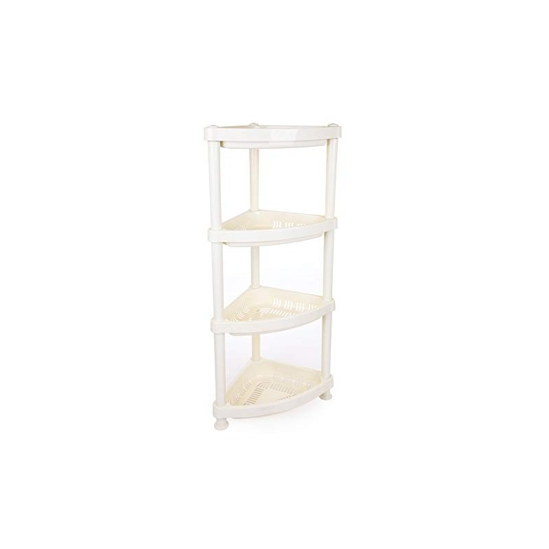 Mintra Home Light Duty Plastic Storage Racks (Corner Rack, Ivory)