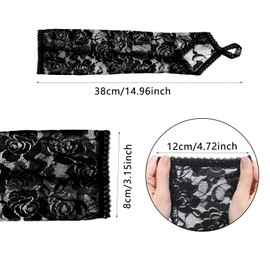 Fingerless Lace Gloves For Women Elbow Length Elegant Floral Black Long Lace Gloves For Opera 20s Wedding Tea Party Cosplay (Black)