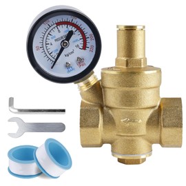 WIYETY Pressure Regulator Water 3/4 Inch DN20, Water Pressure Regulator with Pressure Gauge, Pressure Reducing Valve with Adjustment Tools, Brass Water Pressure Regulator, Adjustable Pressure