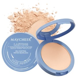 Maycheer Face Powder, Maycheer Setting Powder, Maycheer Lasting Waterproof Oil Absorbing Pressed Powder Compact, Lightweight Finishing Pressed Powder Compact (Dark Complexion, 03)