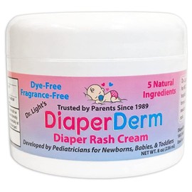 DiaperDerm Baby Diaper Rash Cream Pediatrician Formulated with 5 Ingredients for Gentle, Happy, and Rash-Free Skin Care, 8 oz