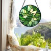 CRISGIF Stained Glass Window Hanging - Green Plants Suncatcher for