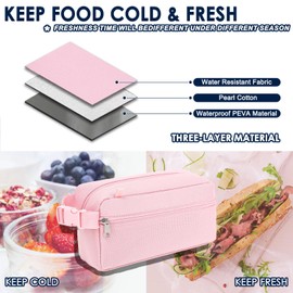 GYEUKHAM - Bolsa de almuerzo congelable, bolsa de aperitivos congelable, mini bolsa enfriadora para viajes/trabajo, pequeña bolsa aislada, pequeña lonchera enfriadora con paquetes de hielo, bolsa de