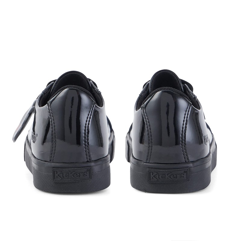 Kickers Junior Girl's Tovni Lacer Patent Leather Trainer, Patent Black,